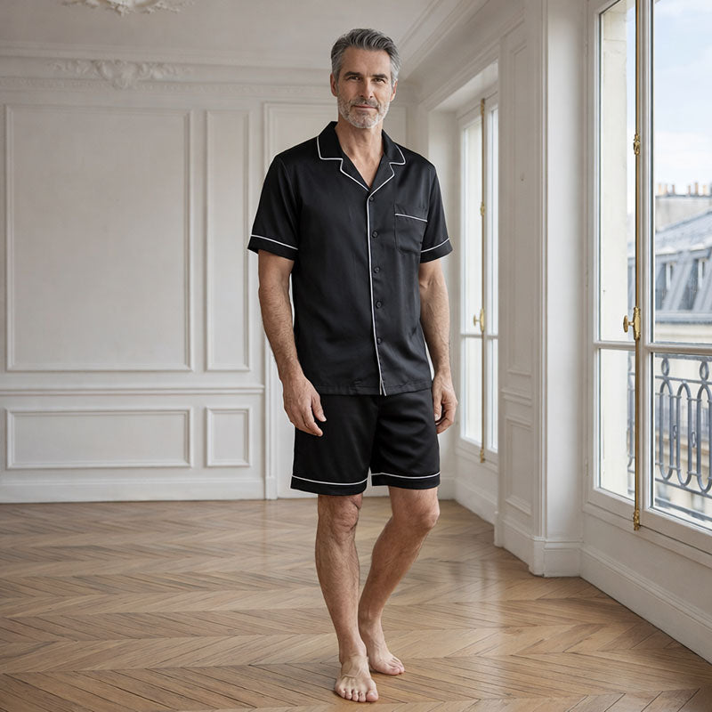 Pyjama Col V en Coton Mercerisé Imprimé MARINE E476 - Mariner underwear Pyjama Col V en Coton Mercerisé Imprimé MARINE E476 - Mariner underwear