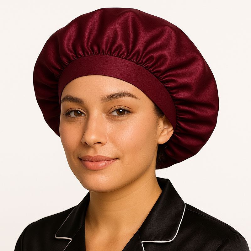 B Deep Blue -Bonnet de nuit en Satin soyeux Extra Large avec bande élastique de qualité B Deep Blue -Bonnet de nuit en Satin soyeux Extra Large avec bande élastique de qualité