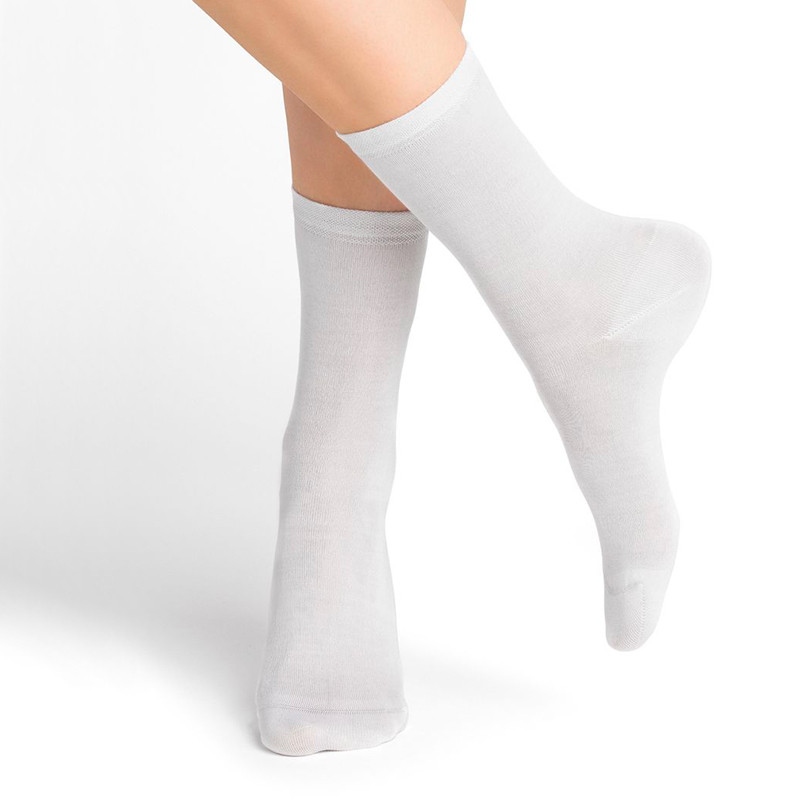 Plain white silk socks for women