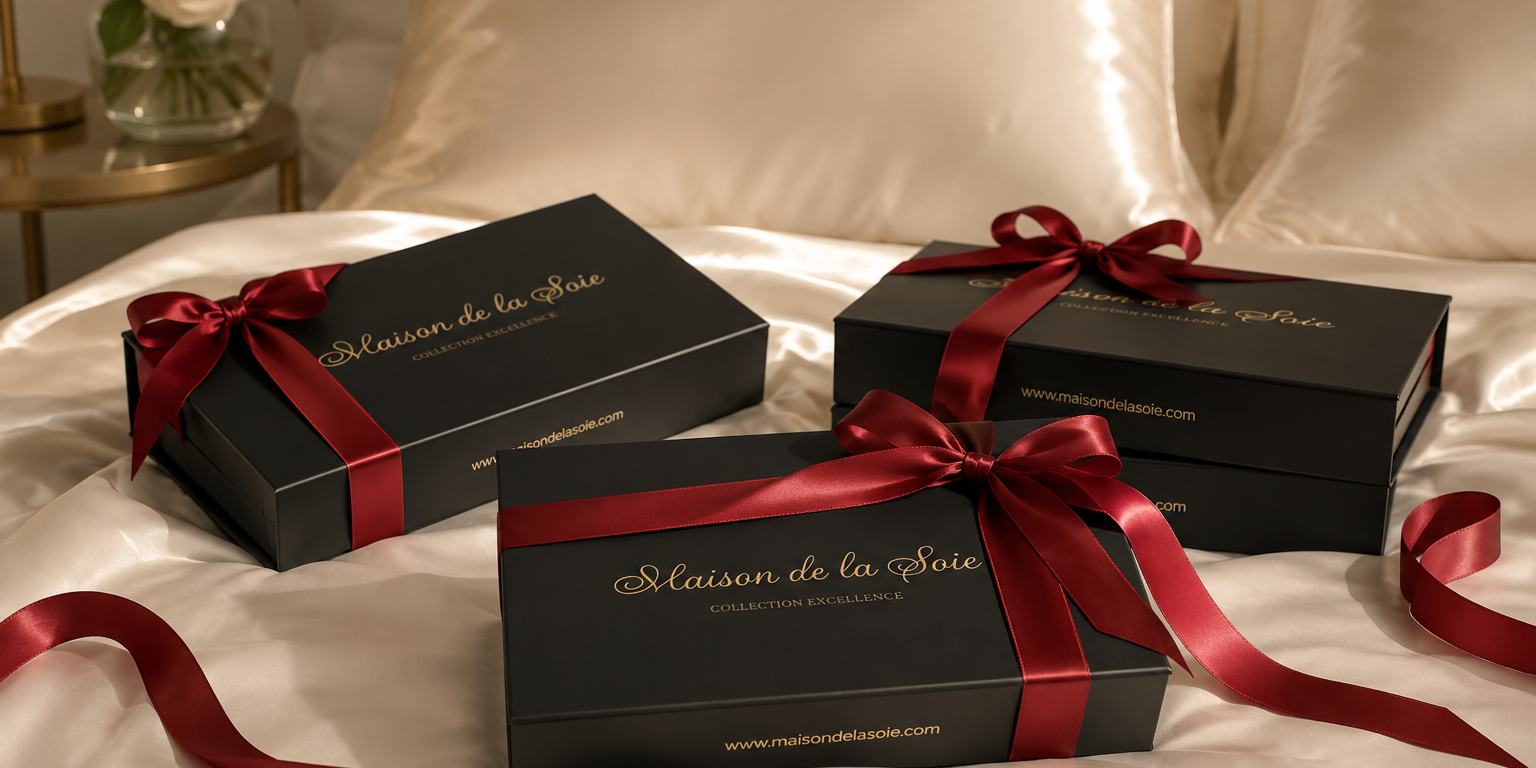 Cadeaux Maison de la soie sur un lit