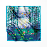 Claude Monet Blue Water Lilies and Willows Silk Scarf, downgraded - MS925