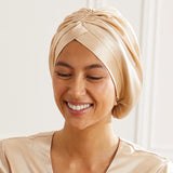 Seidenschlafhaube in Turbanform Caramel B-Ware - MS1087