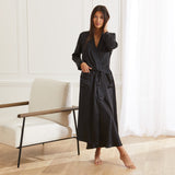 Peignoir long en soie Noir / S/M déclassé - MS777