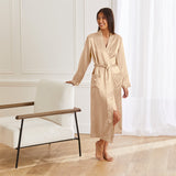 Peignoir long en soie Champagne / S/M déclassé - MS483