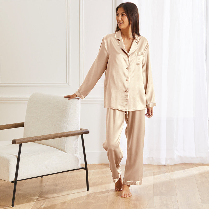 Pyjama long en soie haut de gamme – Maison de la soie