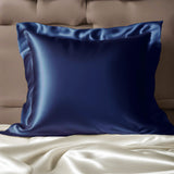 Taie d'oreiller en soie avec volant 22 mommes Bleu marine / 50x75 déclassé - MS566