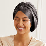 Bonnet de nuit turban en soie Gris anthracite déclassé - MS980