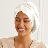 Bonnet de nuit turban en soie Ivoire déclassé - MS461