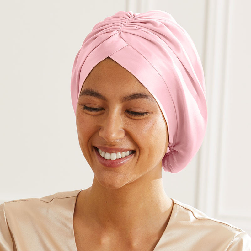 Loomify Bonnet Satin Cheveux Nuit, 2 Bonnet de Soie pour Dormir avec 2 Chouchous pour Femmes et Filles (Noir,Rose Loomify Bonnet Satin Cheveux Nuit, 2 Bonnet de Soie pour Dormir avec 2 Chouchous pour Femmes et Filles (Noir,Rose