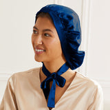 Bonnet de nuit large en soie Bleu marine déclassé - MS787