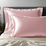 Taie d'oreiller en soie avec volant 25 mommes Rose / 65x65 déclassé - MS528