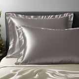 Taie d'oreiller en soie avec volant 25 mommes Silver / 65x65 déclassé - MS626