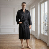Peignoir long en soie pour homme Noir L/XL déclassé - MS887