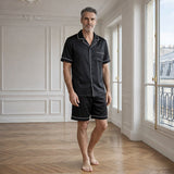 Pyjama court en soie pour homme Noir / M déclassé - MS878