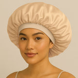 Bonnet de nuit en soie à élastique XL Caramel déclassé - MS704