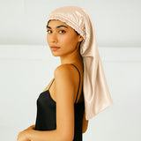 Bonnet de nuit en soie pour cheveux longs Caramel déclassé - MS1003