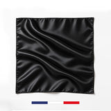 Pañuelo liso de seda negro hecho en Francia