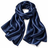 Foulard en soie uni Bleu Marine fabriqué en France 🇫🇷