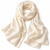 Plain Ivory Silk Scarf Made in France