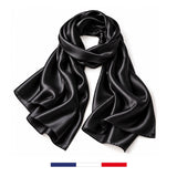 Pañuelo liso de seda negro hecho en Francia