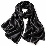 Foulard en soie uni Noir fabriqué en France 🇫🇷