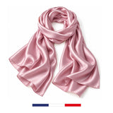 Pañuelo liso de seda rosa hecho en Francia