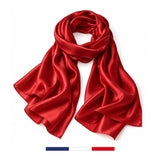 Pañuelo liso de seda rojo hecho en Francia