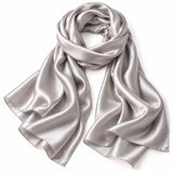 Foulard en soie uni Silver fabriqué en France 🇫🇷