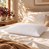 Pillow protector in white organic cotton flannel