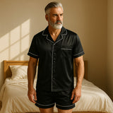 Pyjama court en soie pour homme Noir / S déclassé - MS481