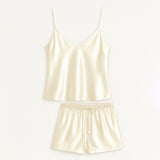 Silk pajamas with camisole and shorts