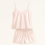 Silk pajamas with camisole and shorts
