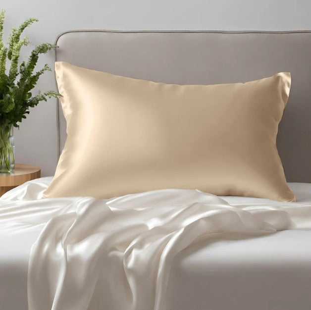 Taie d’oreiller en soie sans volant 22 mommes 40x60cm caramel Déclassé - D86 - Maison de la soie